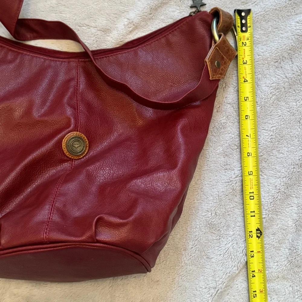 Vintage Capezio‎ Burgundy Zip Top Shoulder Hobo Bag 1980s Taiwan